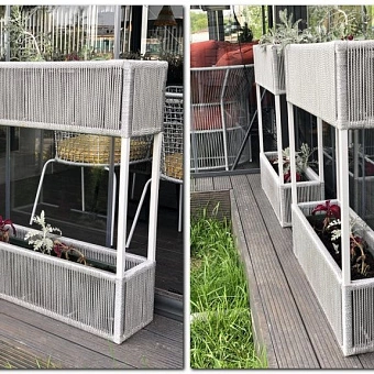 Уличное кашпо для цветов из шнура, от производителя FILINI Минск, на террасе ресторана 