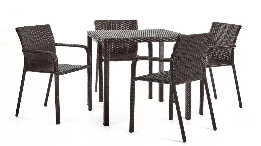 Стол и стулья из искусственного ротанга коллекция "Хорека", для кафе, ресторана, сада, террасы, зоны отдыха купить в Беларуси