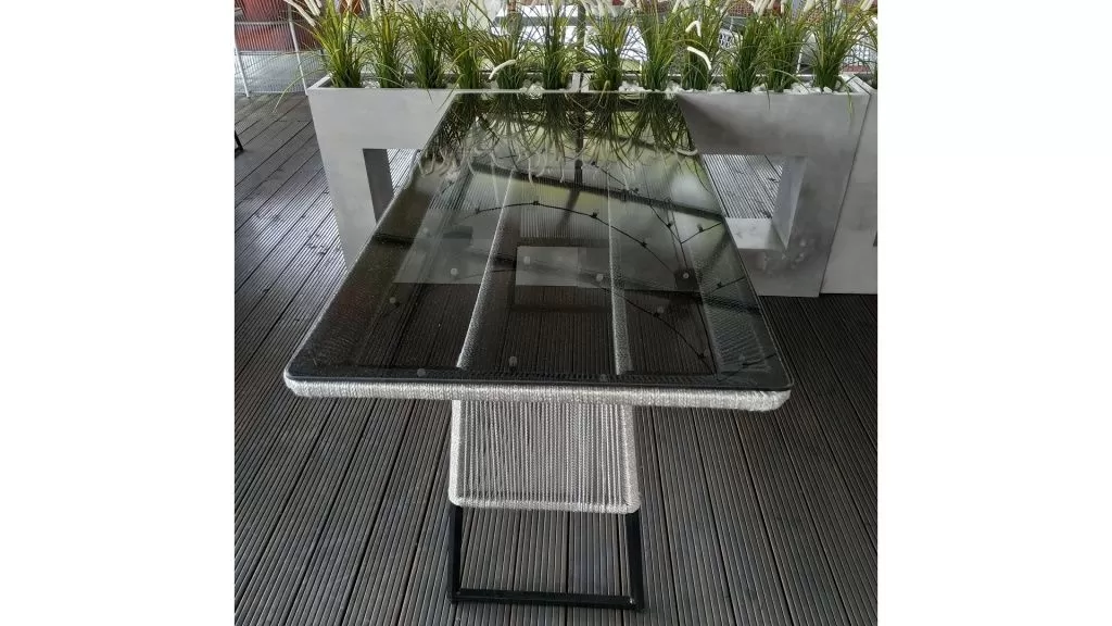 Обеденный уличный стол "Клауд" из шнура, для террасы кафе и ресторана, от ООО ФИЛИНИ МЕБЕЛЬ